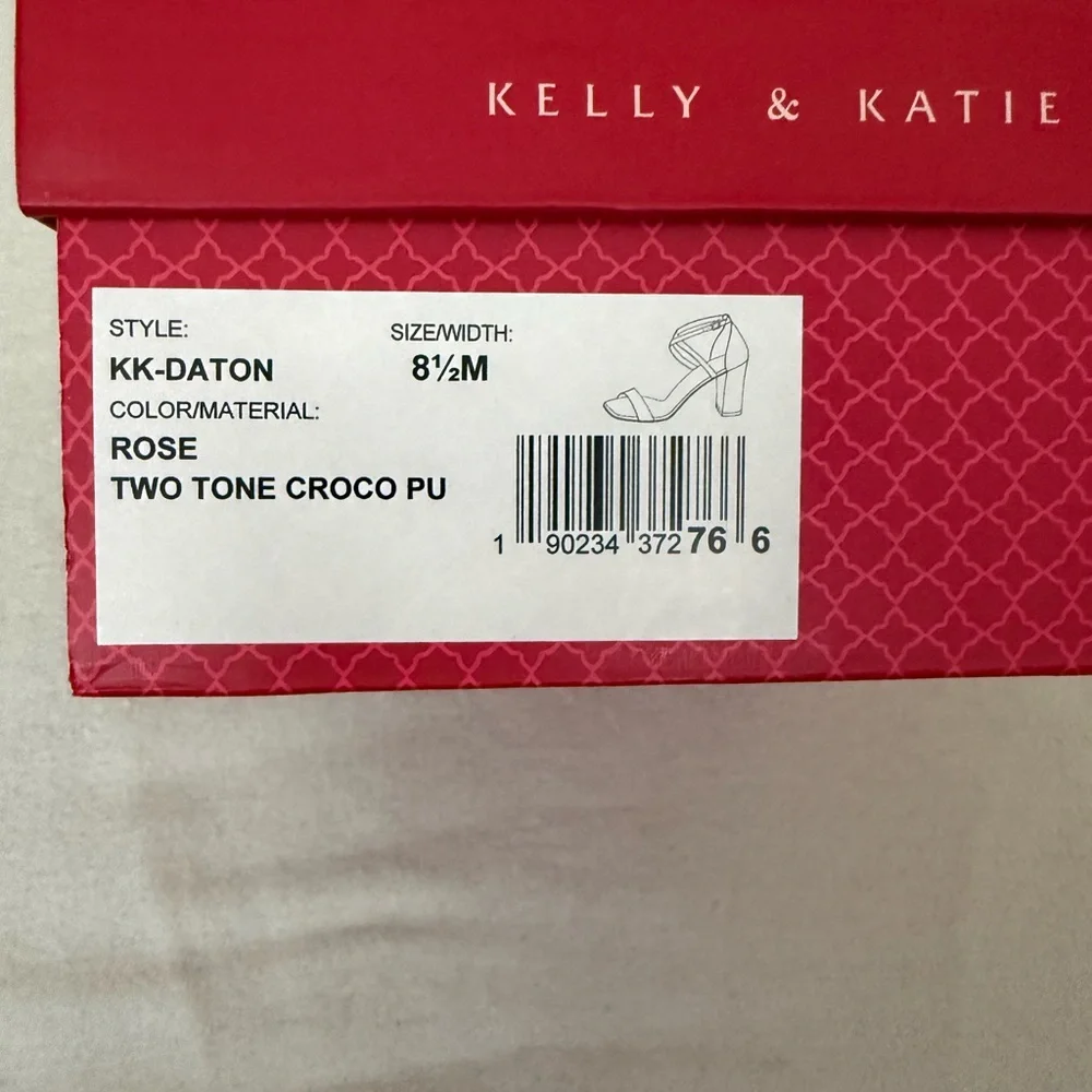 Rose Two Tone Croc Print Sandals Block Heels Size 8.5 NWOT